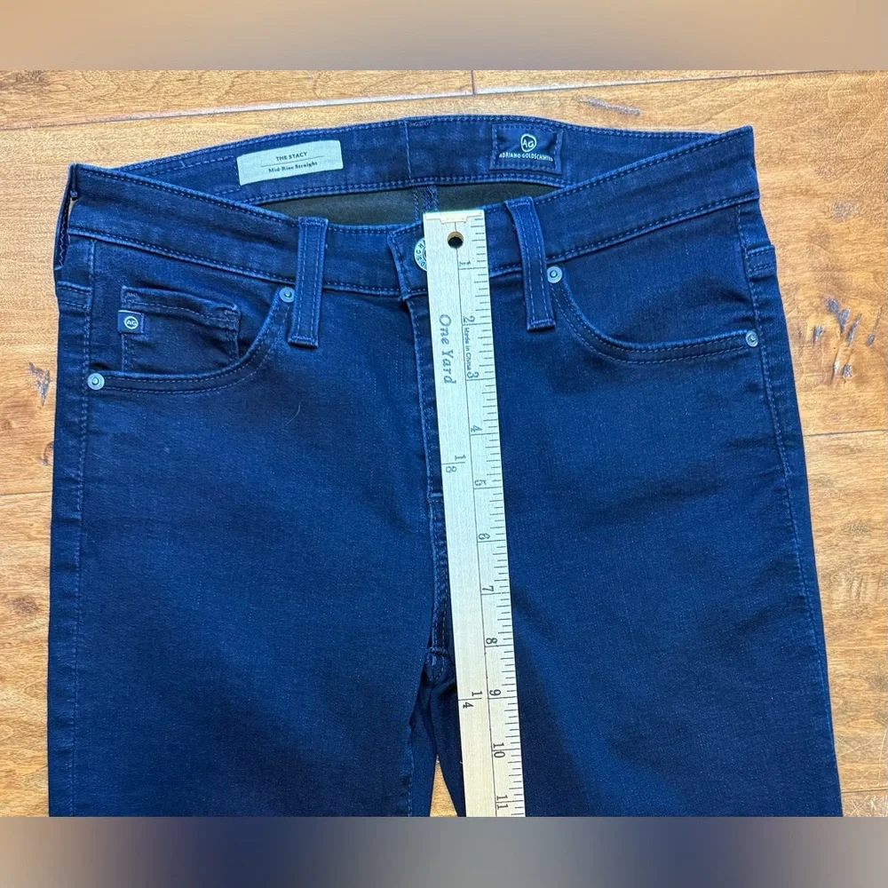 AG Stacie Crop Straight Jeans 25 Dark Rinse Mid Rise Clean Denim